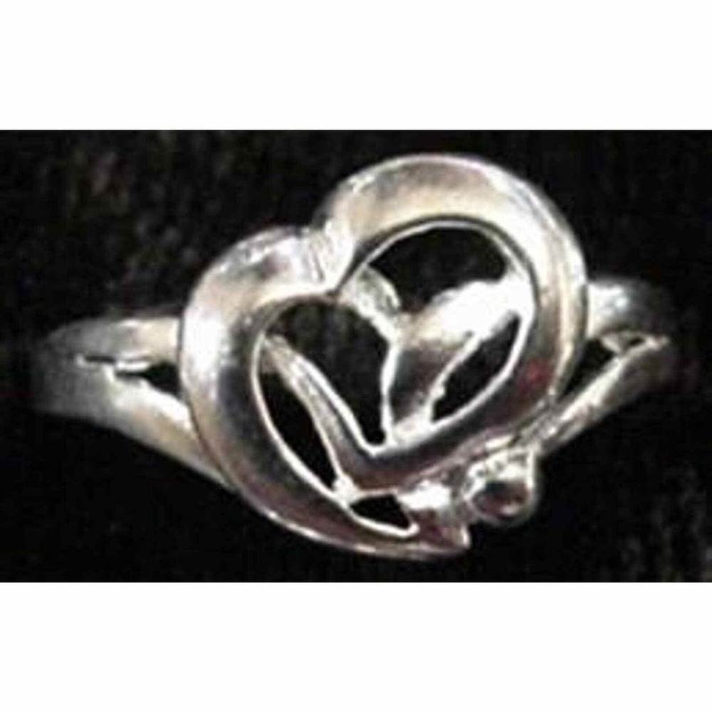 New Old Stock Sterling Silver Plated Heart Ring Size 6.75 Silver Open Heart Band